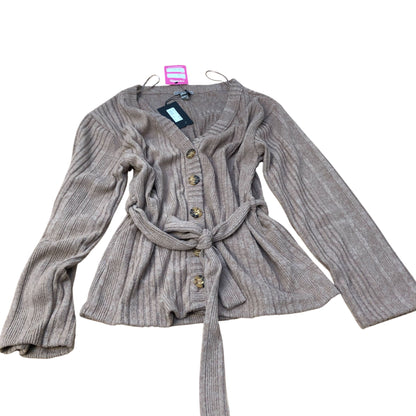 River Island Cardigan Women's Ribbed Button Fastening Belted Long Sleeve Top