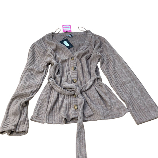 River Island Cardigan Women's Ribbed Button Fastening Belted Long Sleeve Top