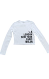 River Island Long Sleeve T Shirt Size 11-12 Years White Graphic Print Cities
