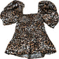 River Island UK8 Women's Leopard Print Off Shoulder Top Flared Sleeves Brown