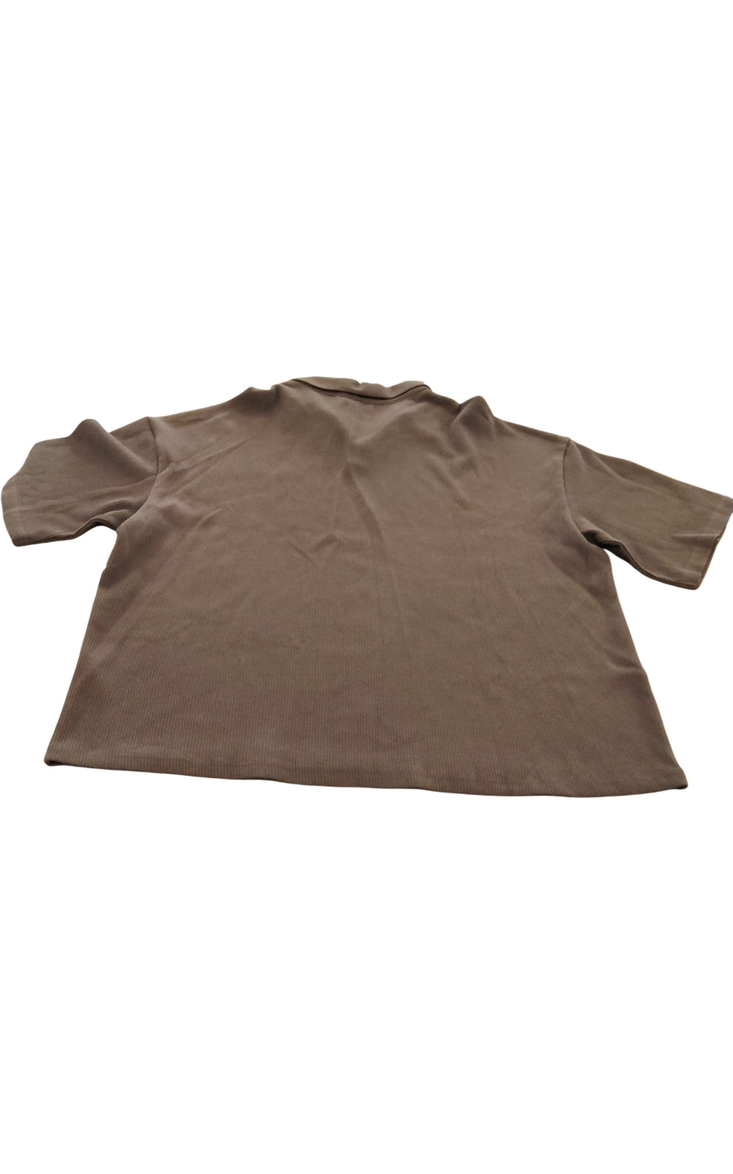 River Island Brown Ribbed Polo Shirt UK XL Men's Short Sleeve Casual Top