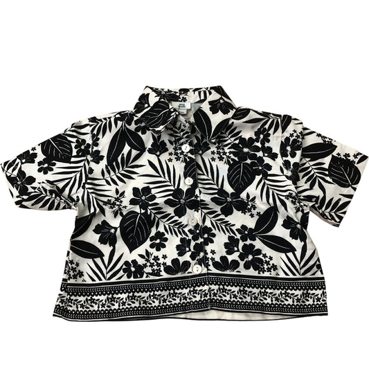 River Island Short Sleeve Tropical Shirt 100% Lyocell Black Floral Print 6 Years