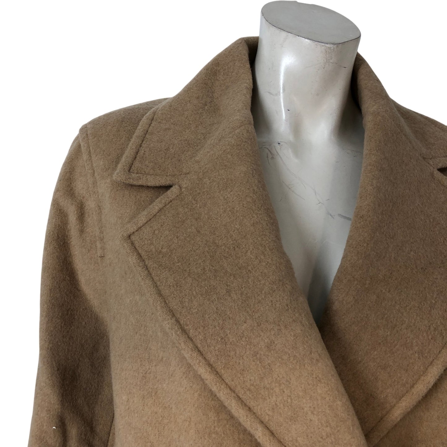 Branded Wool Double Breasted Coat UK8 Women's Camel Marl Classic Style