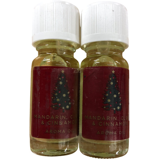 M&S Mandarin Clove Cinnamon Aroma Oil Set 10ml Home Fragrance Christmas Gift X2