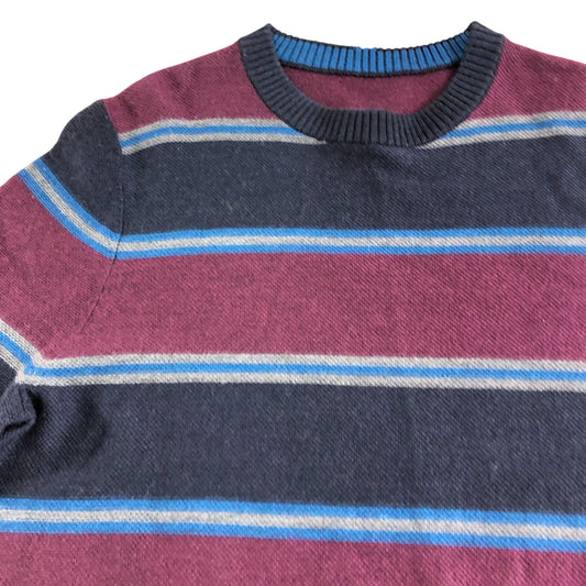 Newport Merino Stripe Sweater UK M Mens Navy Multi Striped Knit