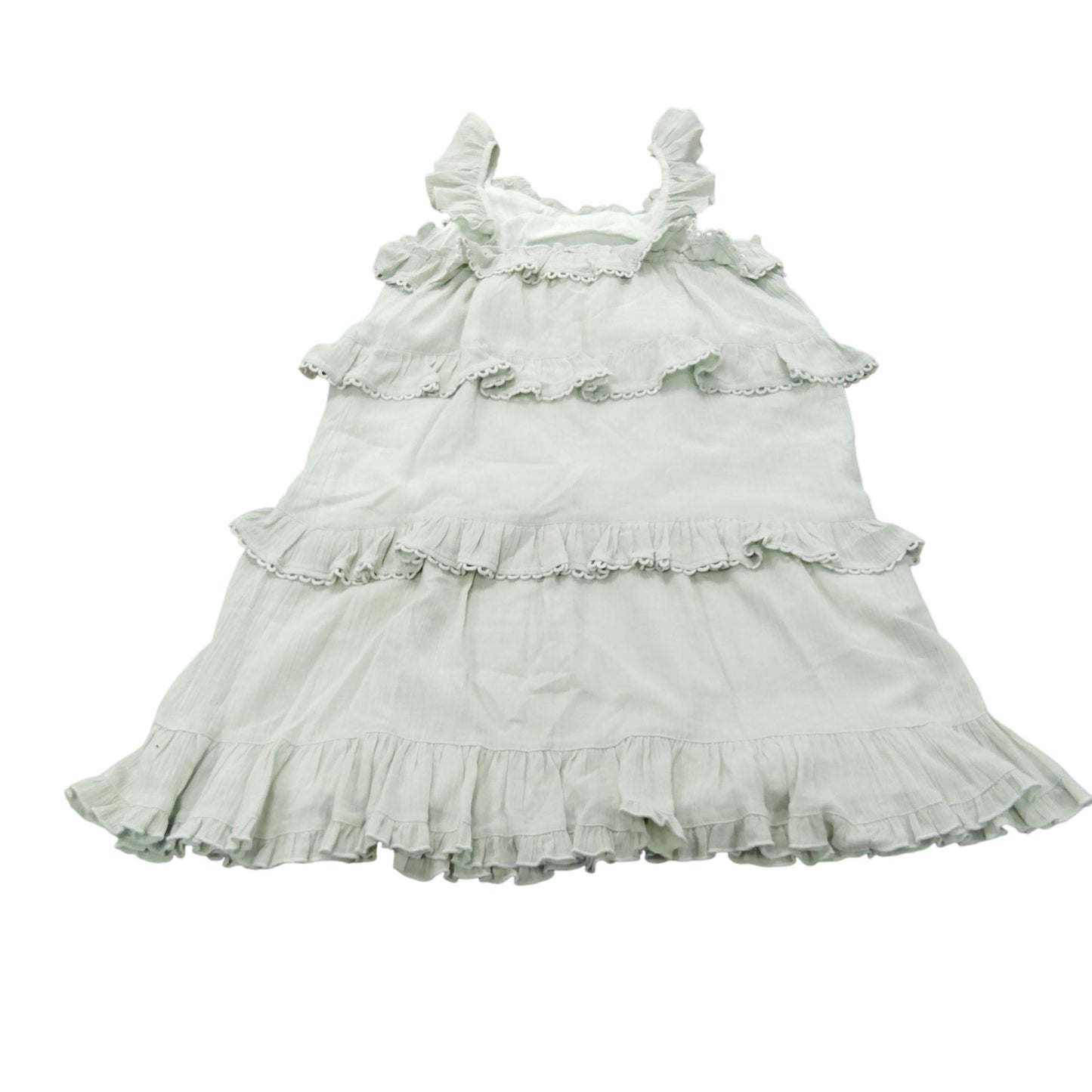 River Island Girls Dress UK11 Years Green Ruffled Tiered Summer Dress