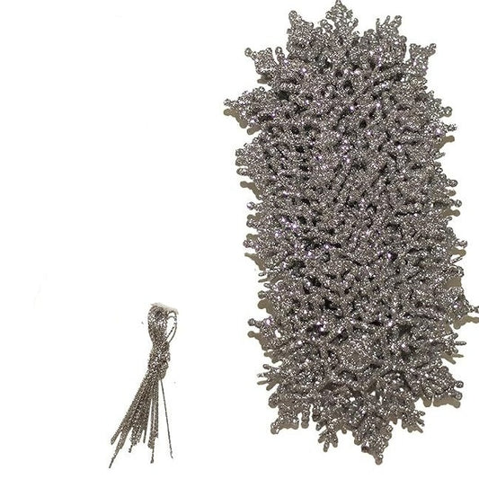 Silver Pendant Snowflake Christmas Tree Decorations 12 Pack