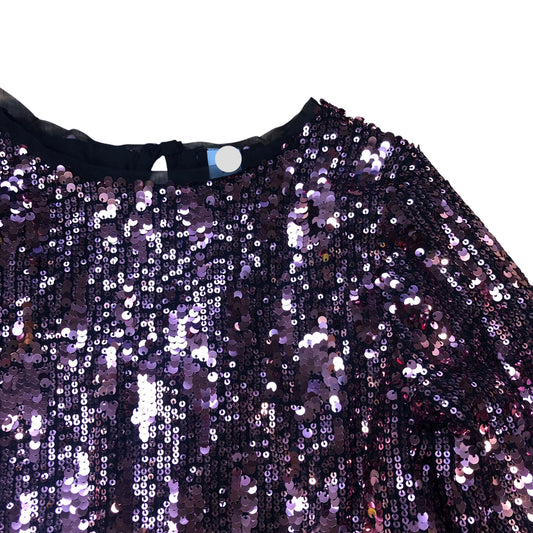 Kids Purple Sequin & Mesh Long Sleeved Top 8 Years
