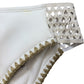 River Island Studios Poolside Women's Bikini Bottoms White Gold Trim Size 12