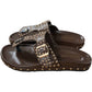 Azalea Wang Studded Slide Sandals UK Size 6 Women's Brown Buckle Design