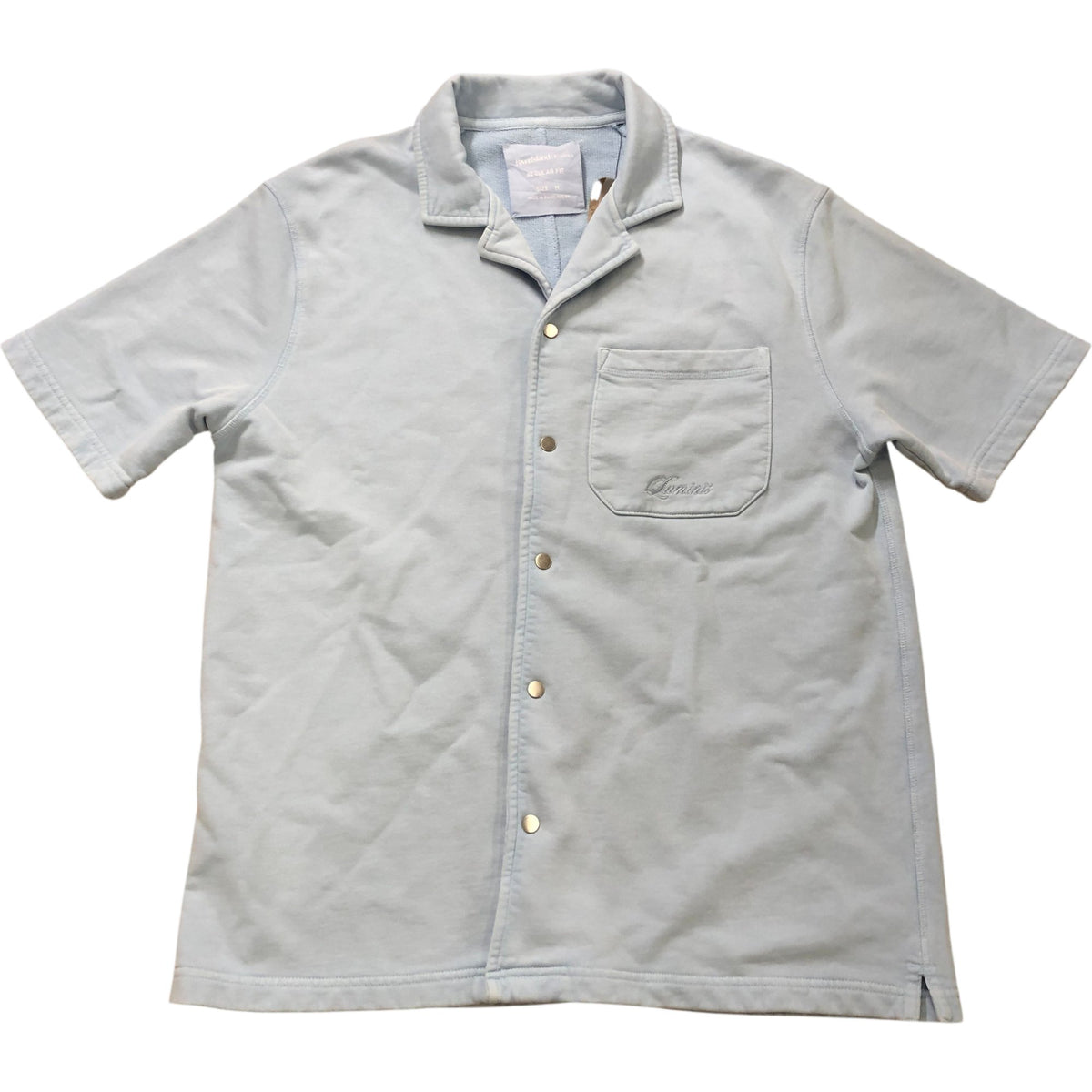 River Island Short Sleeve Casual Shirt Size M Men's Blue Cotton Regular Fit