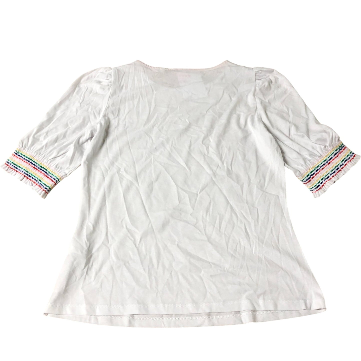 Boden White Top Women's Short Sleeve Cotton Blend Puff Sleeve UK10