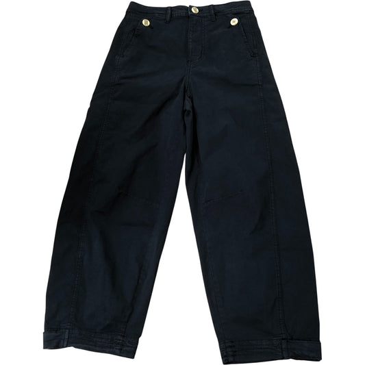 Blue Cotton Blend Barrel Chino Trousers
