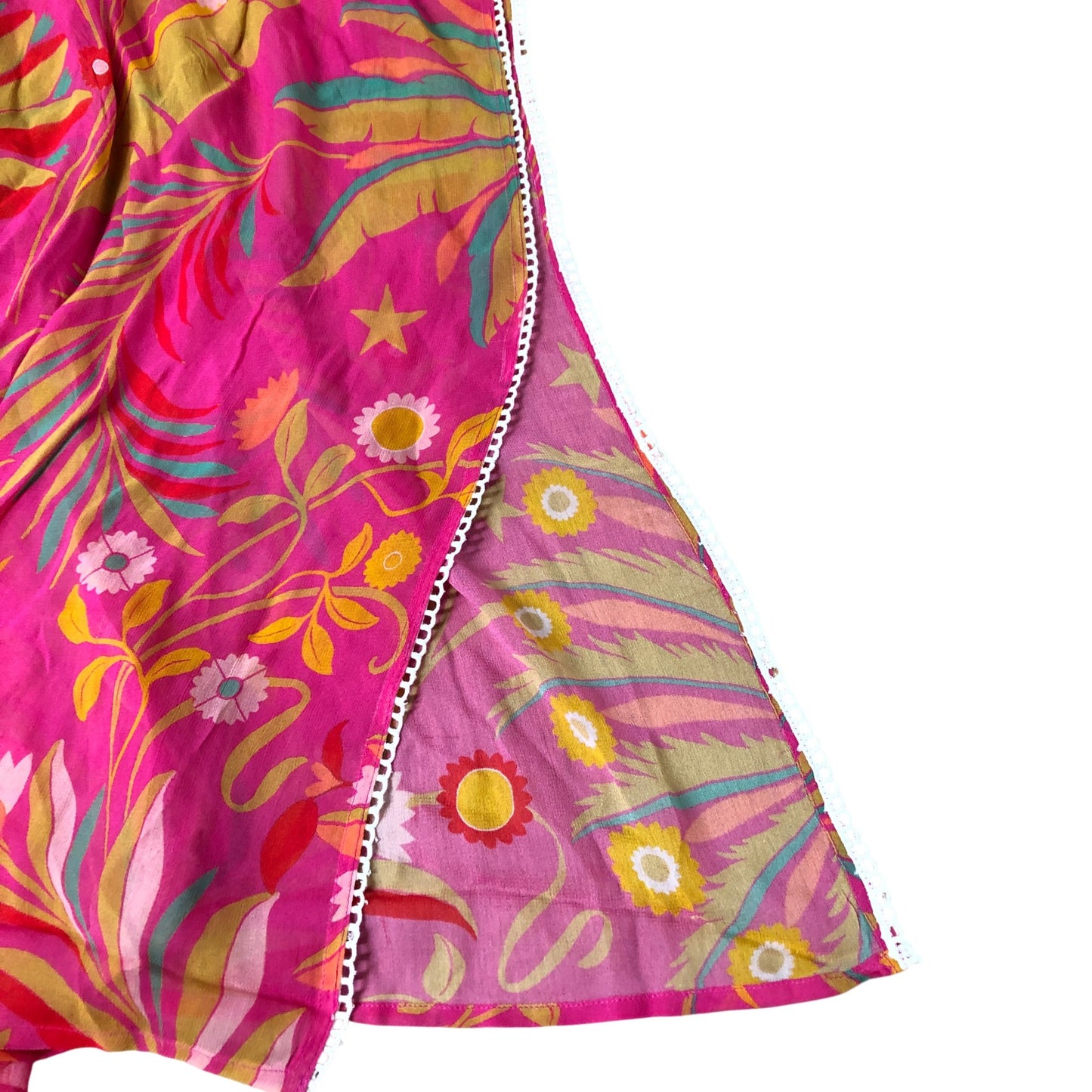 Branded Floral Print Kaftan Cover Up Women's Viscose Pink Summer UK16