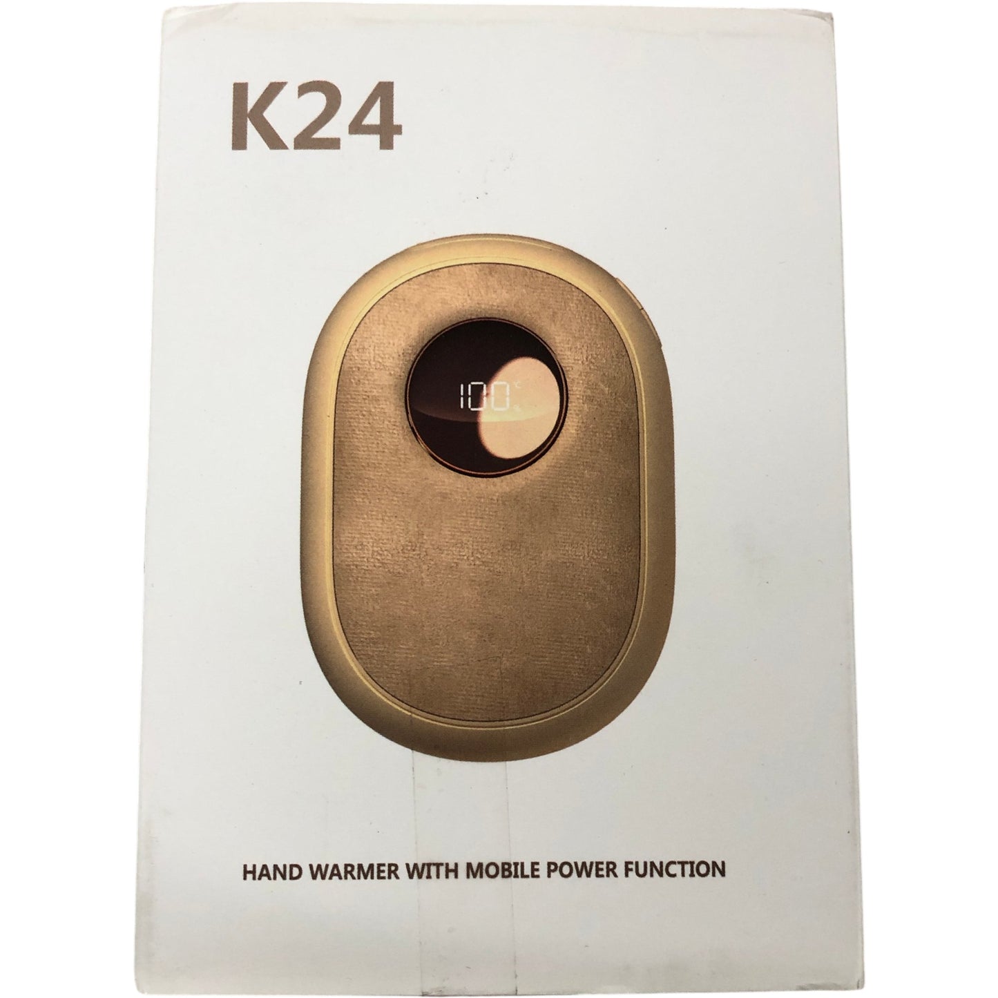 K24 Hand Warmer Mobile Power Function Portable Rechargeable Gold Colour