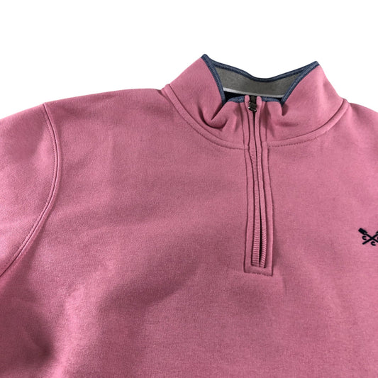 Crew Clothing Company Quarter Zip Sweatshirt L Men's Pink Cotton Blend
