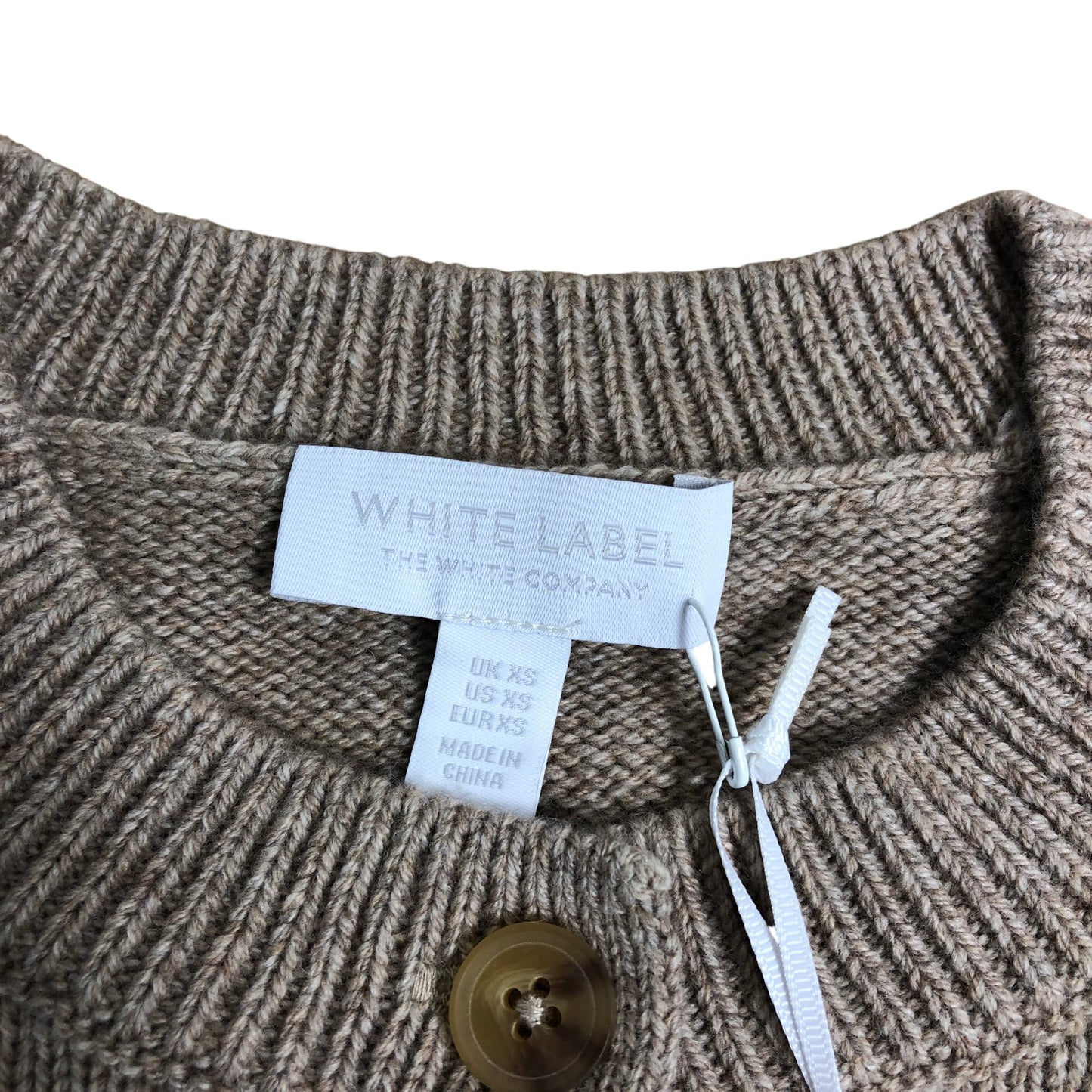 White Label Short Sleeved Cropped Cardigan XS Women Wool Beige