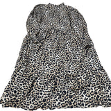 Baukjen Leopard Print Midi Dress UK12 Women's Long Sleeve Viscose Loose Fit