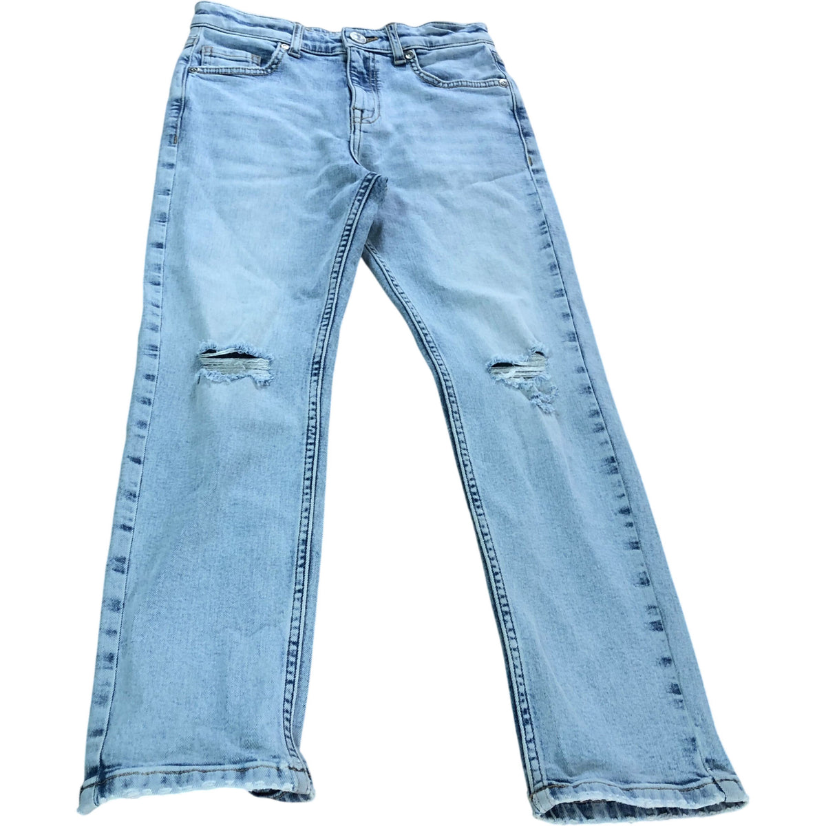 River Island 7-8 Years Girls Ripped Denim Jeans Light Wash