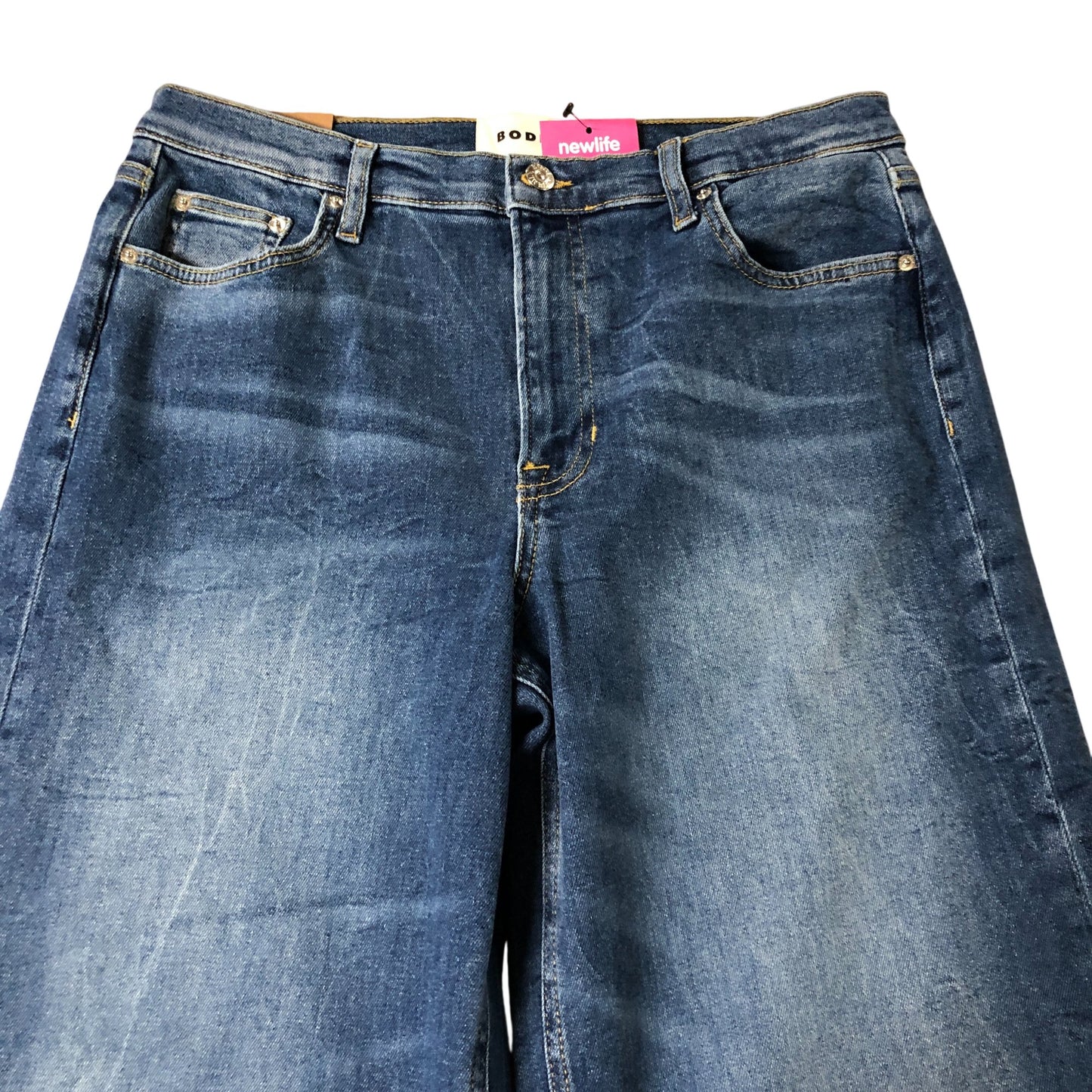 Boden Women's Wide Leg Jeans Size 12 New Blue High Rise Denim Trousers