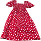 Baukjen Alicia Organic Cotton Smock Midi Dress Crimson Polka Size 18