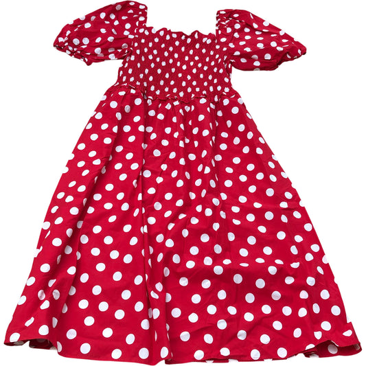 Baukjen Alicia Organic Cotton Smock Midi Dress Crimson Polka Size 18