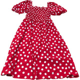 Baukjen Alicia Organic Cotton Smock Midi Dress Crimson Polka Size 18