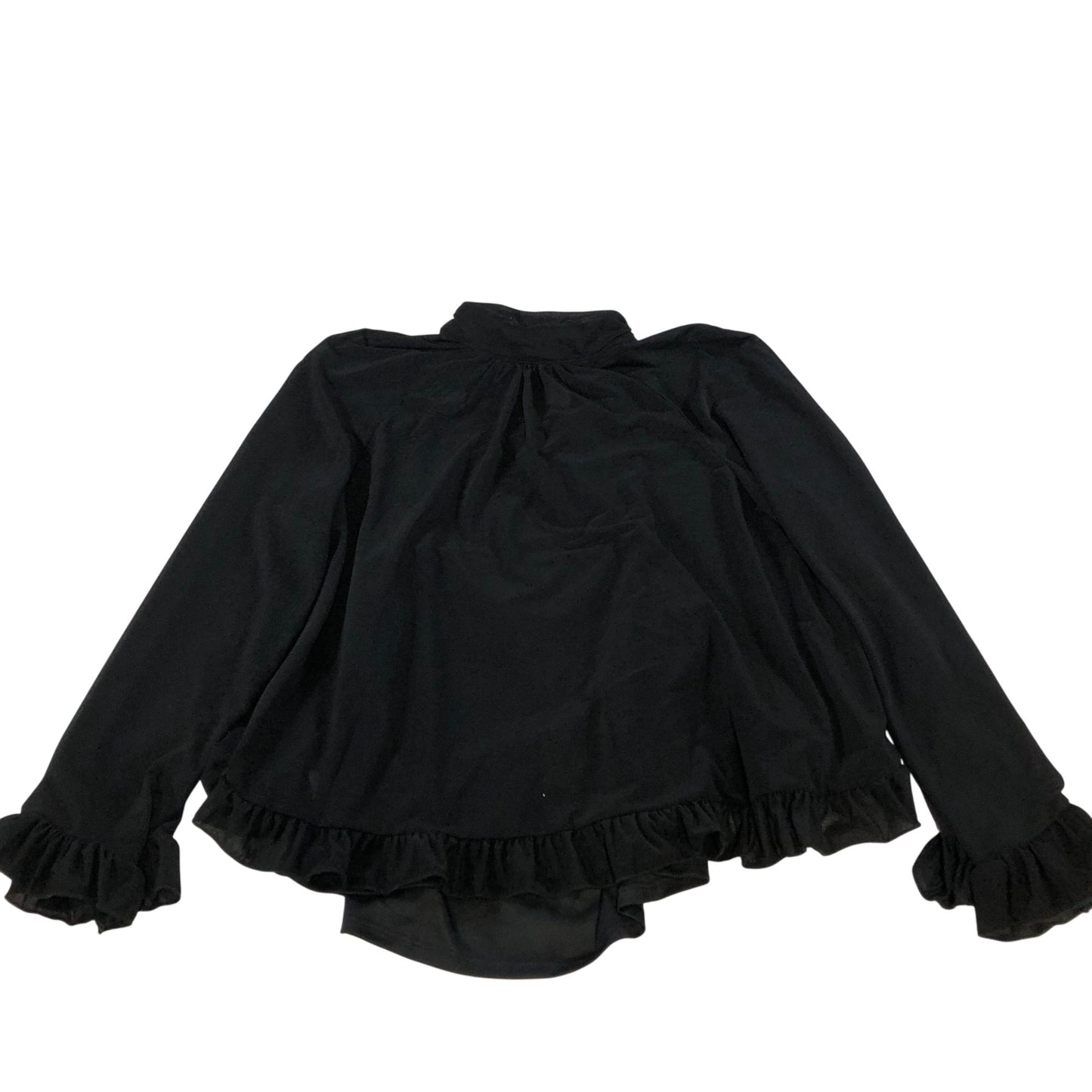 River Island Black Ruffled Blouse Size 12 Women's Long Sleeve Top 100% Polyester