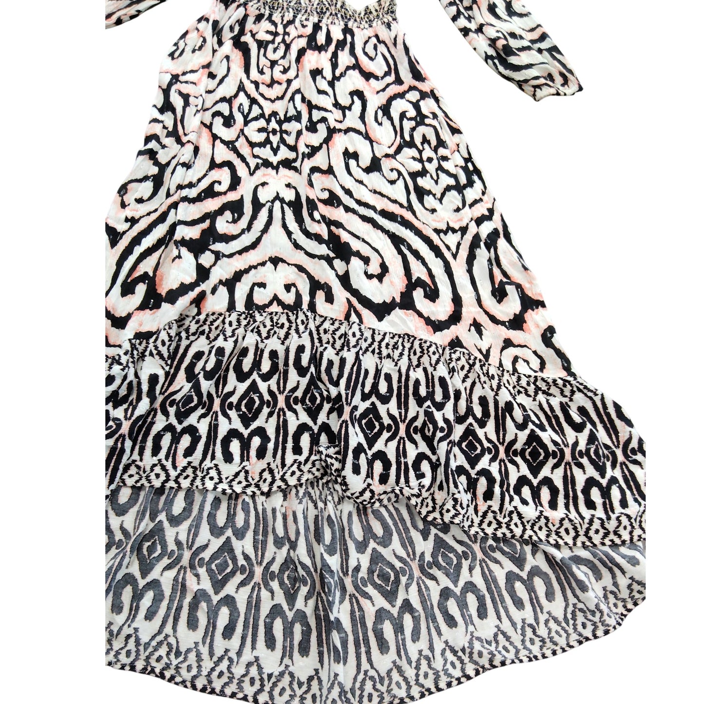 River Island Women's Long Sleeve Maxi Dress UK S Black Pink Print Casual Wear