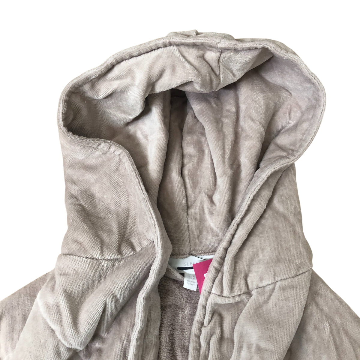 Fleece Hooded Bathrobe Plush Cotton Organic Material Size XL