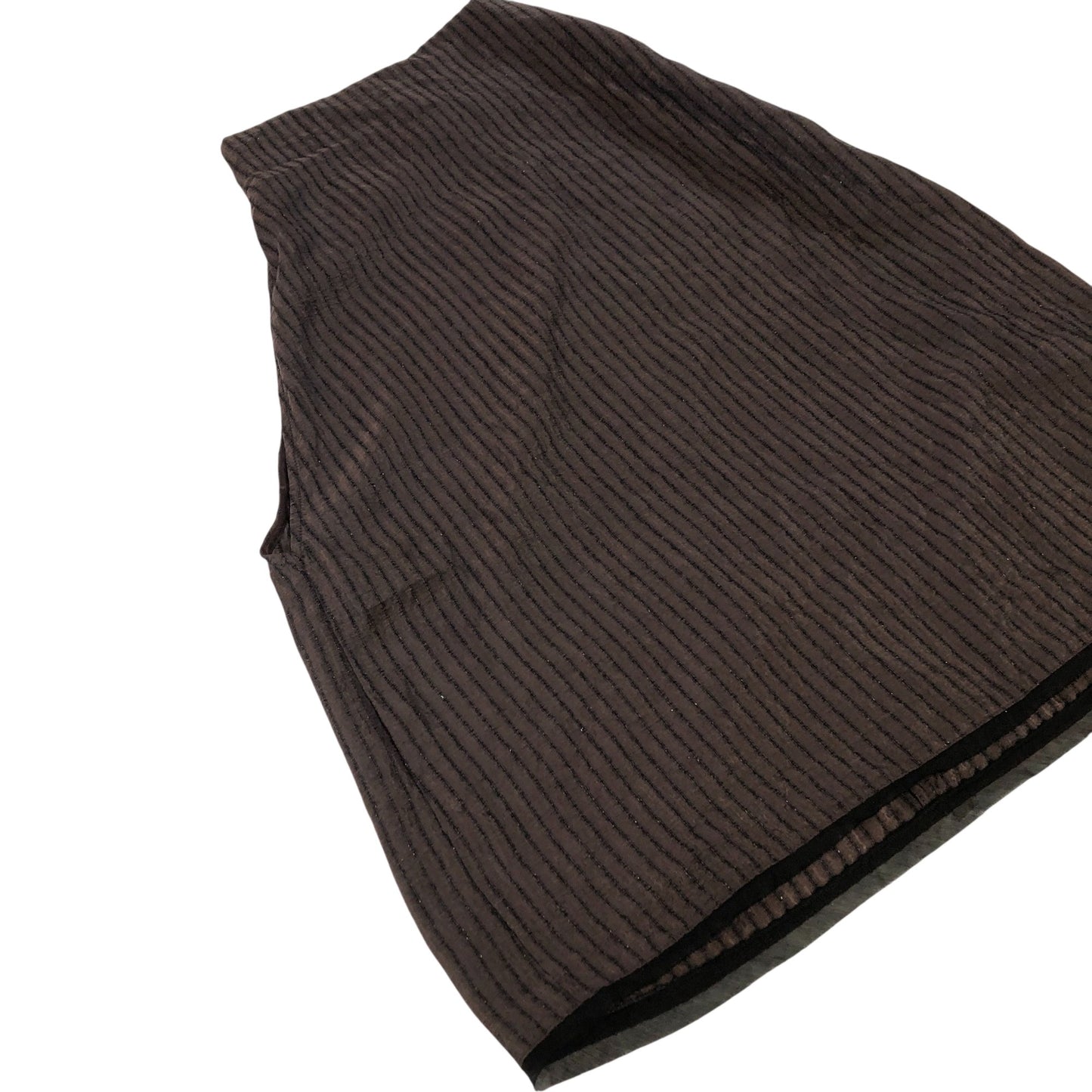 Massimo Dutti Sleeveless Top Women's Striped Silk Blend Dark Brown M UK12-14