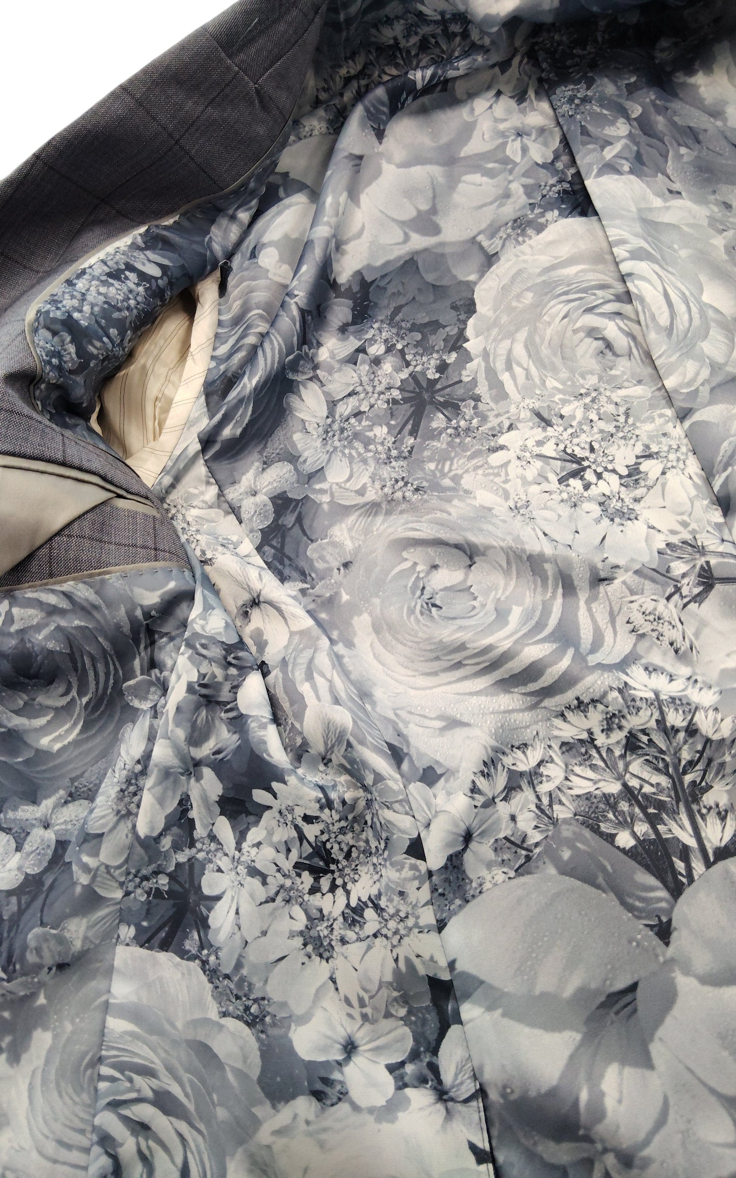 River Island Grey Check Blazer UK36R Men's Suit Jacket Stylish Fit