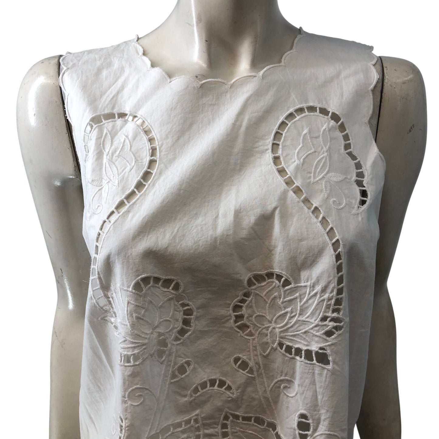 River Island White Floral Embroidered Blouse Size UK10 Women's Relaxed