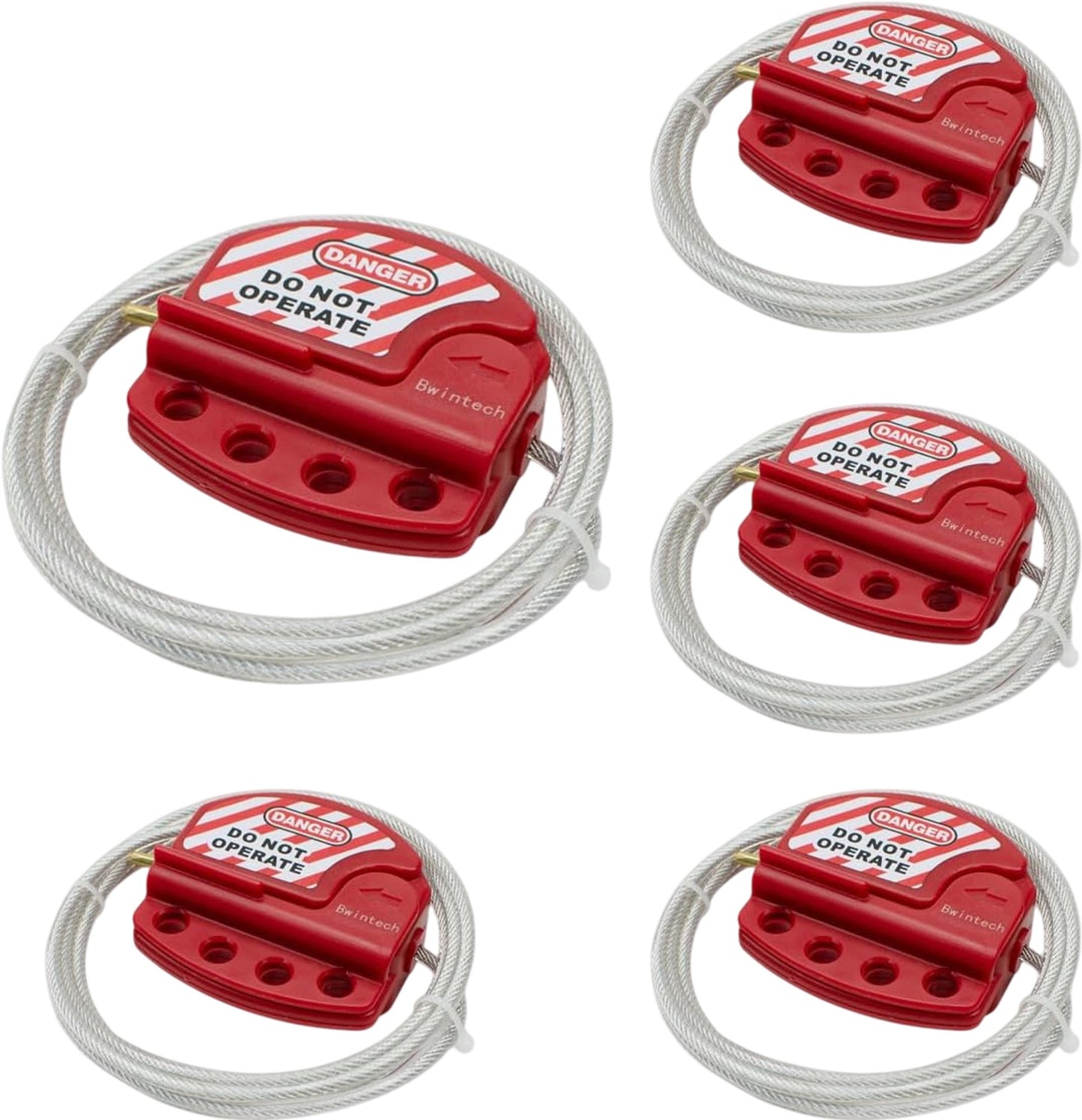BWINTECH Cable Lockout Device Adjustable Steel Cable Lock Safety Padlock 5 Pack