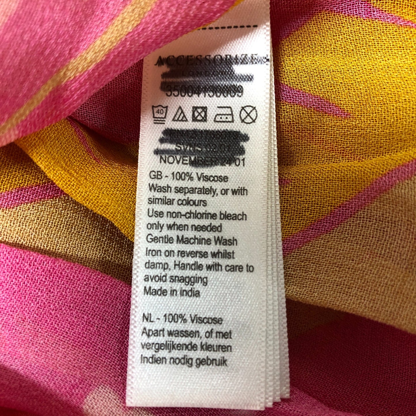 Branded Floral Print Kaftan Cover Up Women's Viscose Pink Summer UK14