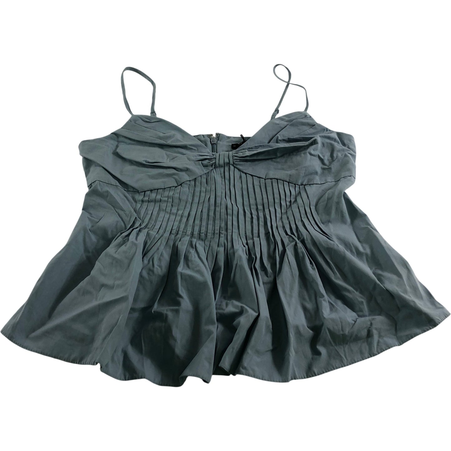 River Island UK12 Women's Light Blue Pleated Spaghetti Strap Tank Top