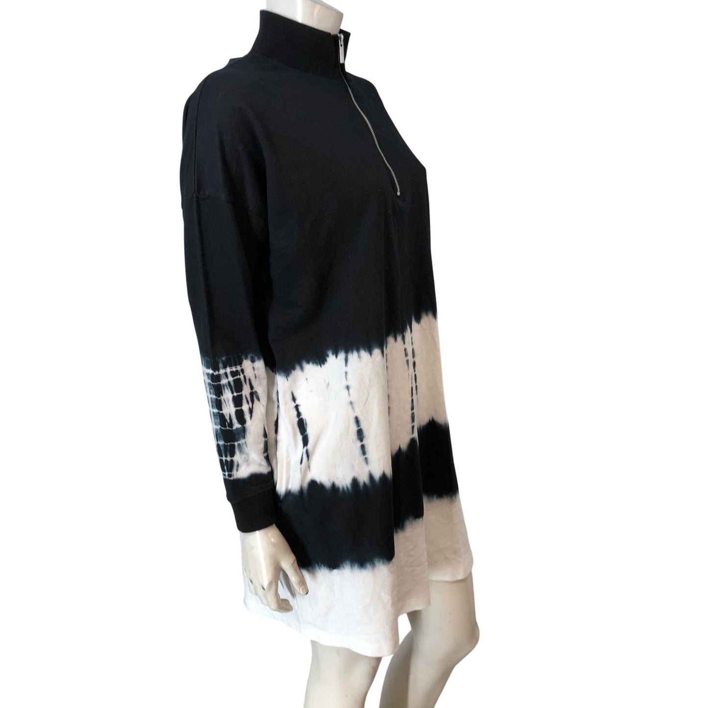 Branded Tie Dye Dress 12 Women's Black White Zip Neck Style