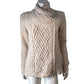 SAOL Ladies Side Zip Cardigan New Wool Blend Cream Cable Knit Sweater Size Large