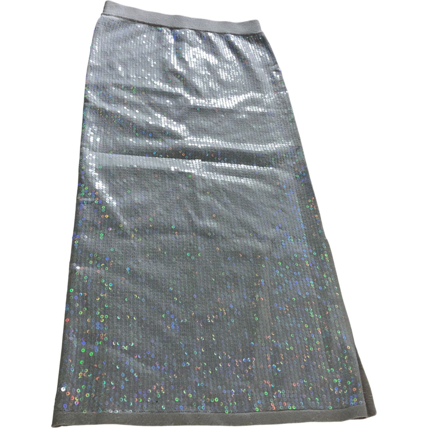 River Island Sequin Midi Skirt Women's Stretch Beige Size 8
