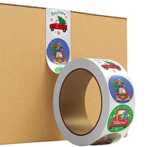Christmas Stickers Roll 1 Inch Round Gift Seal Tags 500 Pcs