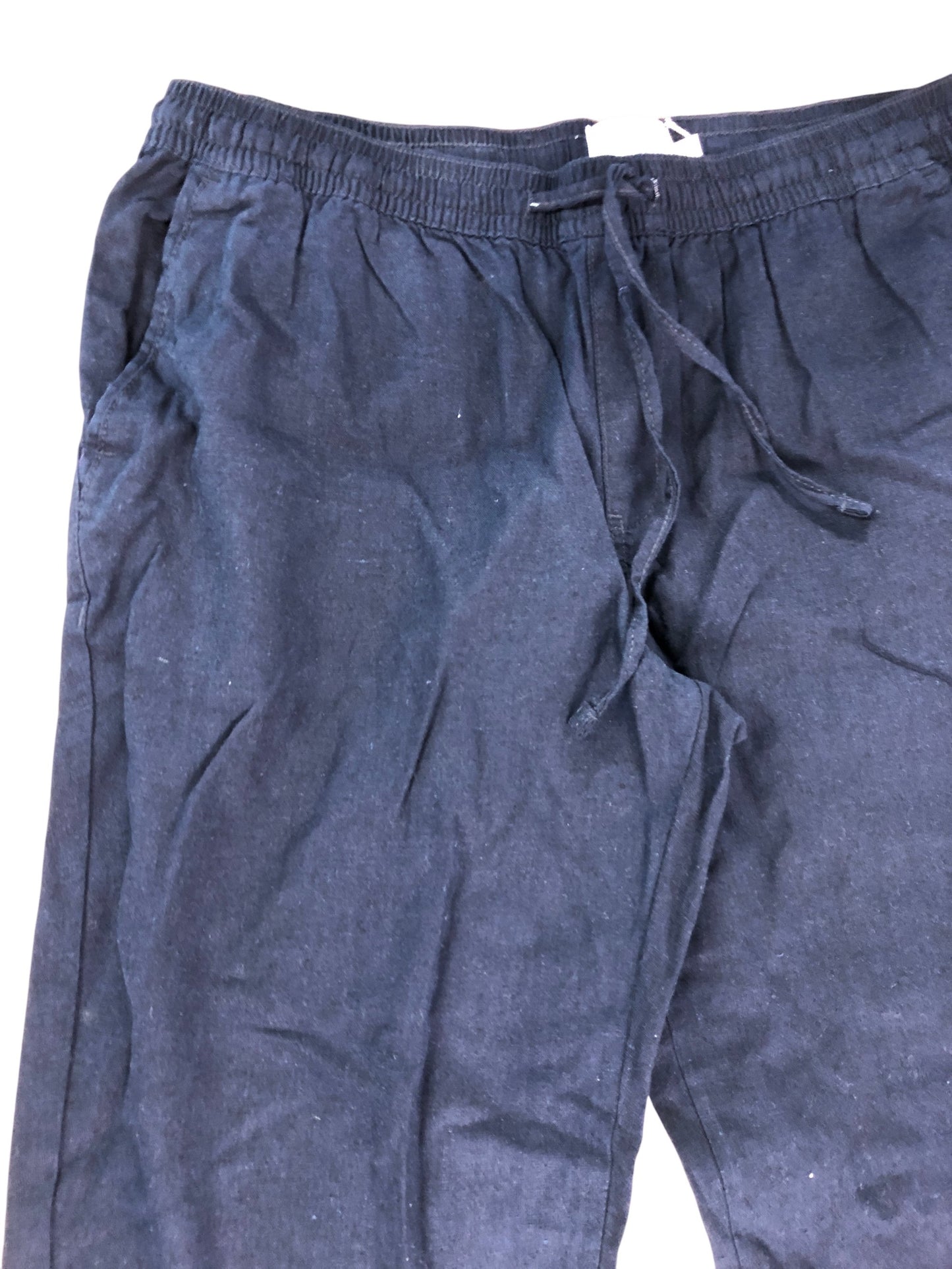 ONFIRE Trousers UK36 Men's Navy Linen Cotton Pull On Elastic Waist