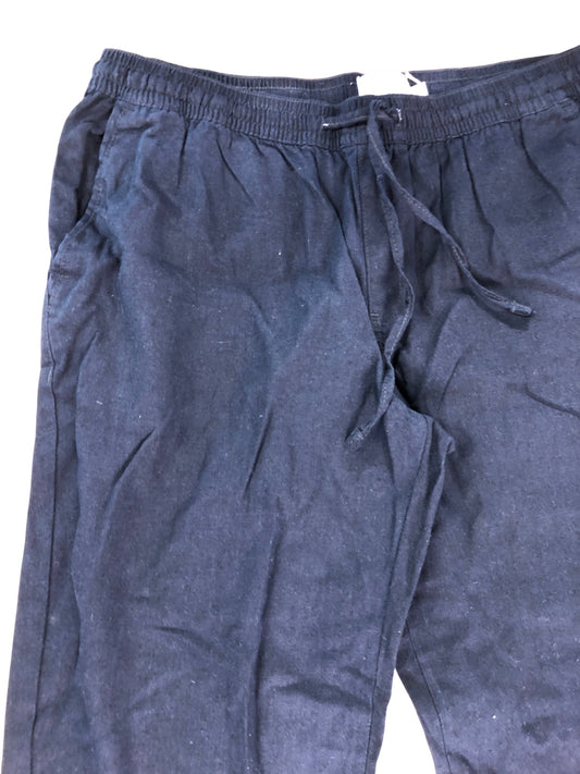 ONFIRE Trousers UK36 Men's Navy Linen Cotton Pull On Elastic Waist