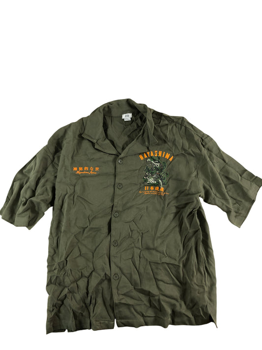 River Island Hayashina Boys Shirt Size 9 10 Years Green Tigers Print