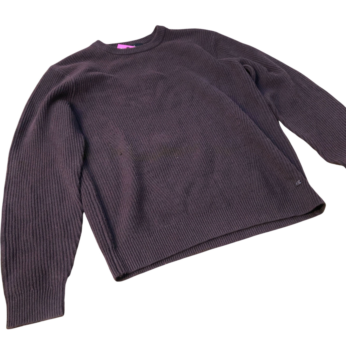River Island Long Sleeve Sweater Ribbed Knit Burgundy Casual Wear Medium