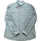 River Island Casual Shirt Size L Men's Striped Long Sleeve Green Cotton