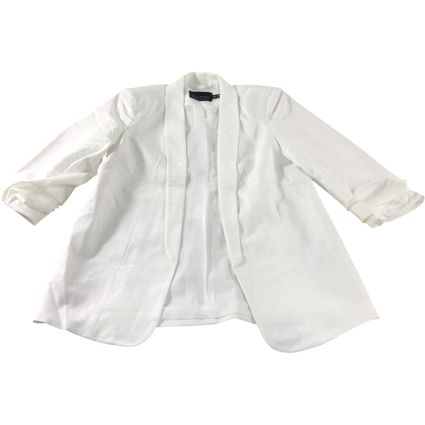 Pieces White Ruched Sleeve Blazer - Size 8