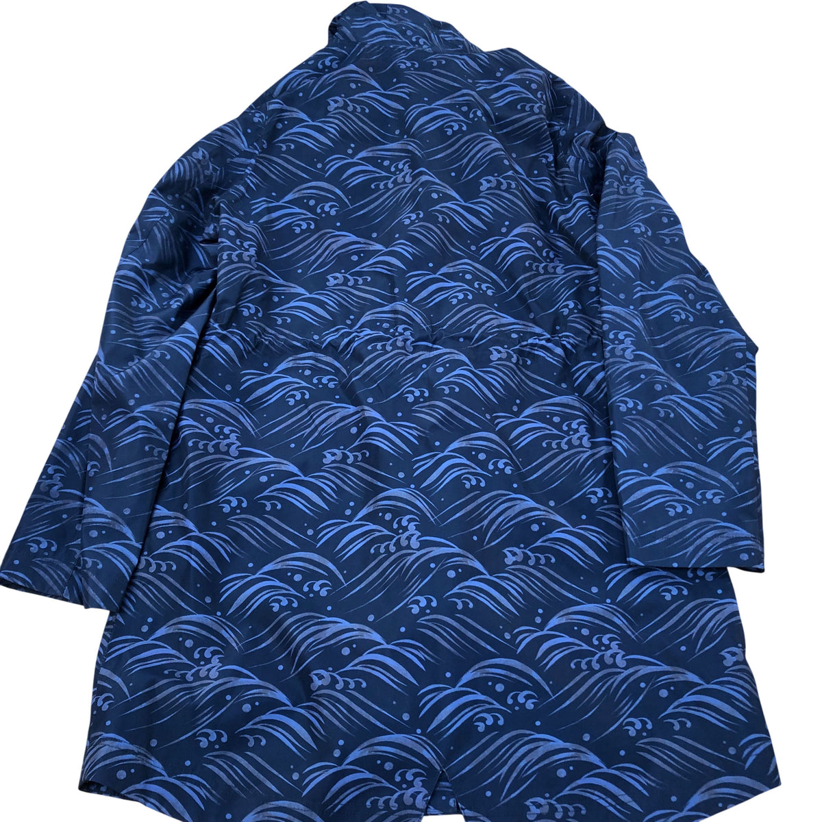 Women's Waterproof Jacket Size S Navy Blue Wave Pattern Outdoor Coat