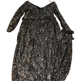 Evening Dress UK20 Women's Long Sequin Black Gold Glittery Party