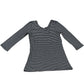 Striped Long Sleeve Top Size 12 Women's Casual Cotton Blend Black White