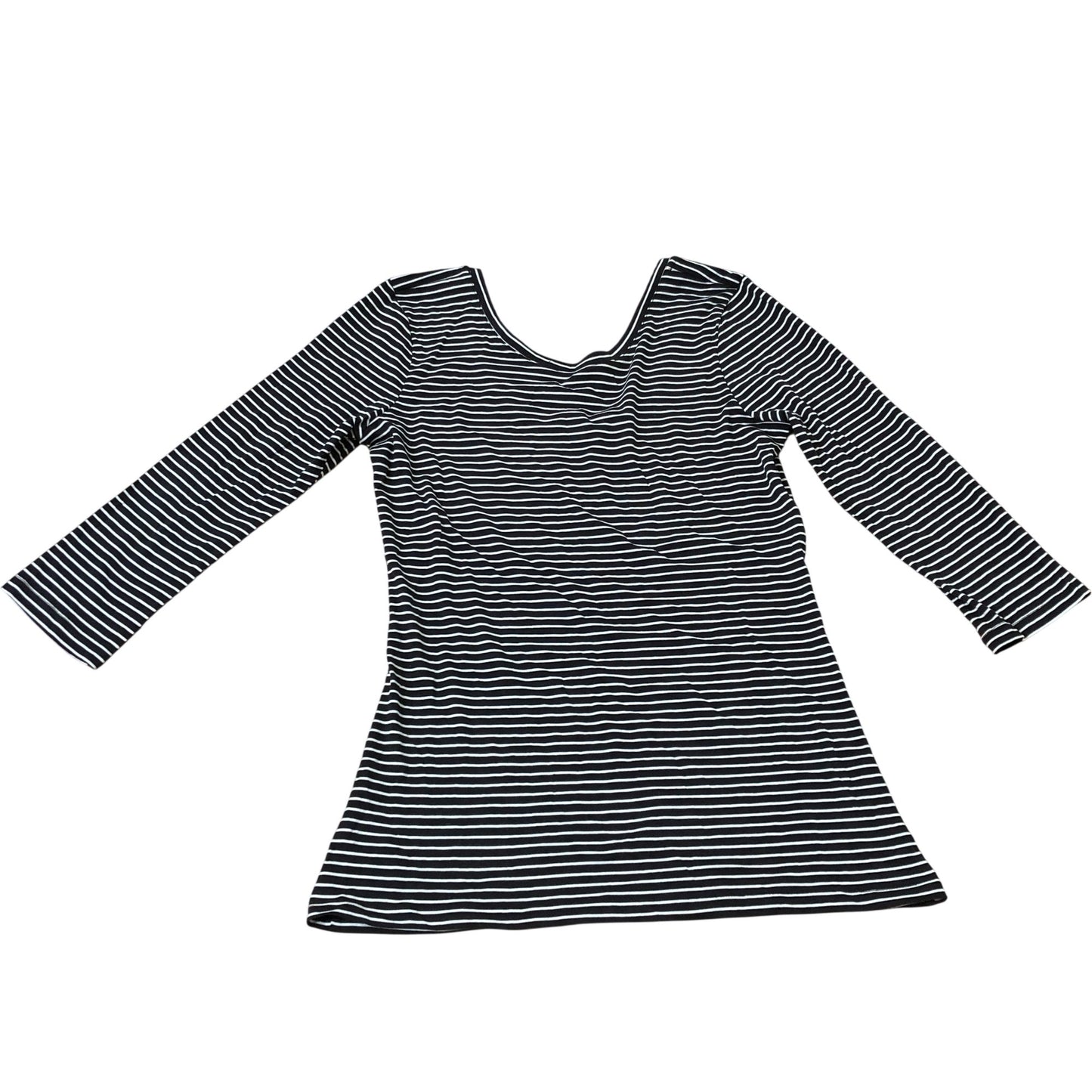 Striped Long Sleeve Top Size 12 Women's Casual Cotton Blend Black White